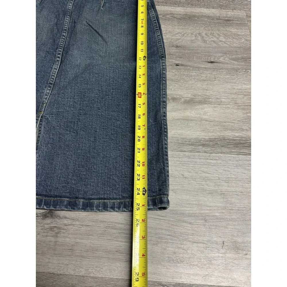Vintage 90s Ralph Lauren Polo Jeans Co Denim Back Slit Skirt Size 8 - Picture 4 of 10